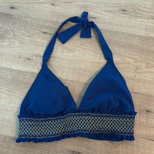 Bleu Rod Beattie Blue & Gold Halter Bikini Top